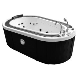 M-SPA - Koupelnová vana s hydromasáží černá s krytem 208 x 135 x 67 cm
