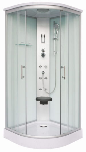 Sanotechnik - QuickLine Scala - sprchový box čtvrtkruh 90 x 90 x 215 cm - bílý