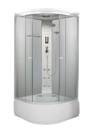Sanotechnik - Sprchový box s hlubokou vanou, čtvrtkruh 90x90x215cm, bílý