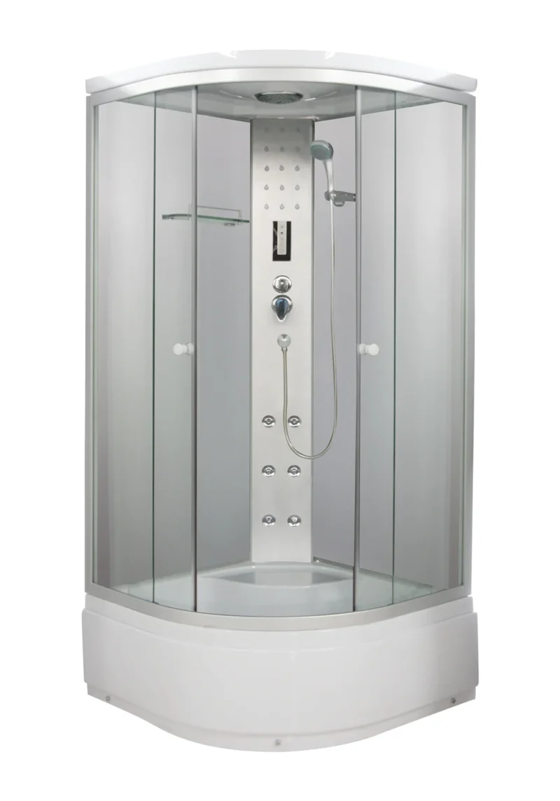 Sanotechnik - Sprchový box s hlubokou vanou, čtvrtkruh 90x90x215cm, bílý