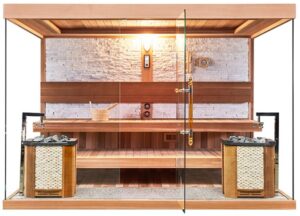 M-Spa - Suchá sauna s pecí pro 8 osob 300 x 200 x 210 cm