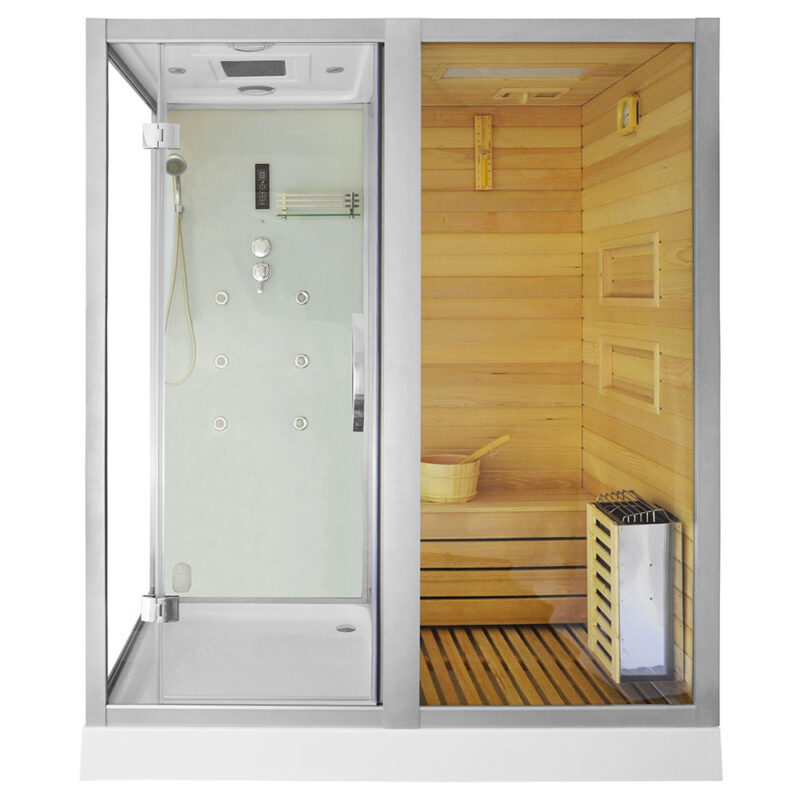 M-SPA - Suchá sauna s párou a sprchový box TRIO pravý 180 x 110 x 223 cm