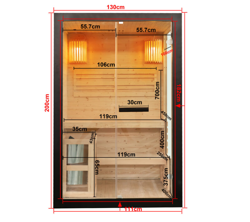 Sauna PANORAMA BLACK pro 2 osoby