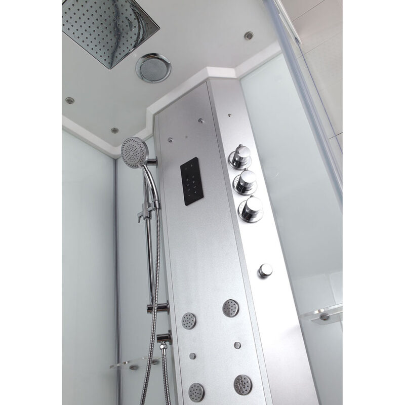 M-SPA - Pravý bílý hydromasážní sprchový box a parní sauna 100 x 100 x 217 cm